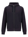 Herno Ribbed Panel Zip-Front Hoodie — Navy