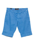 Kiton Cuffed-Hem Linen Blend Shorts — Blue