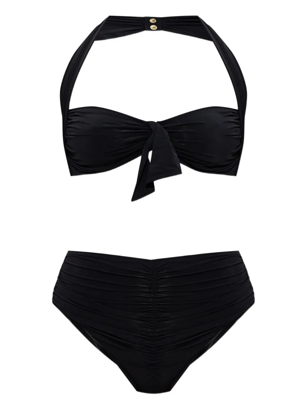 Balmain Halterneck Ruched Bikini — Black