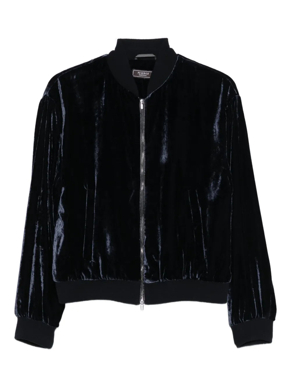 Peserico Velvet Zip-Front Jacket — Black