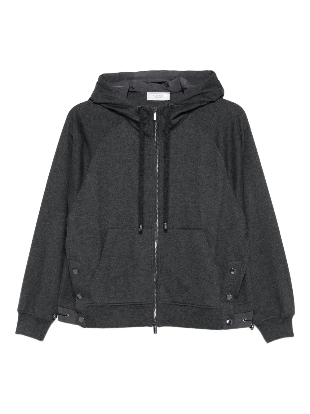 Peserico Raglan-Sleeve Zip-Up Hoodie — Charcoal