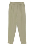 Peserico Elastic-Waist Embellished Trousers — Sage
