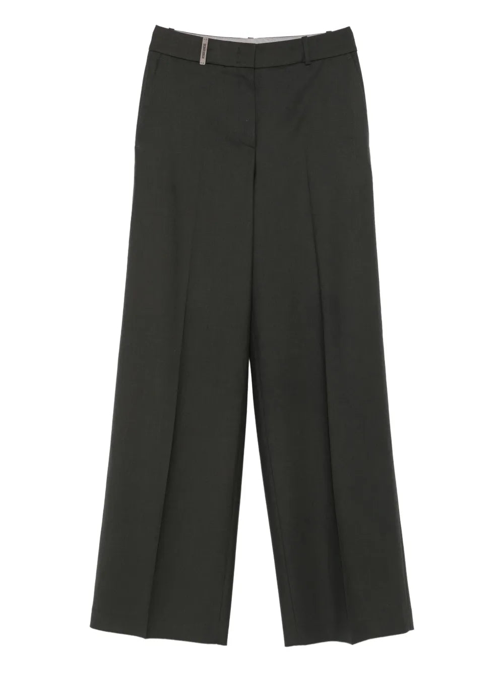 Peserico High-Waisted Wide-Leg Trousers — dark grey