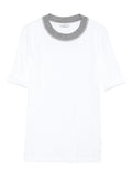 Peserico Contrast-Trim Cotton-Blend T-Shirt — White