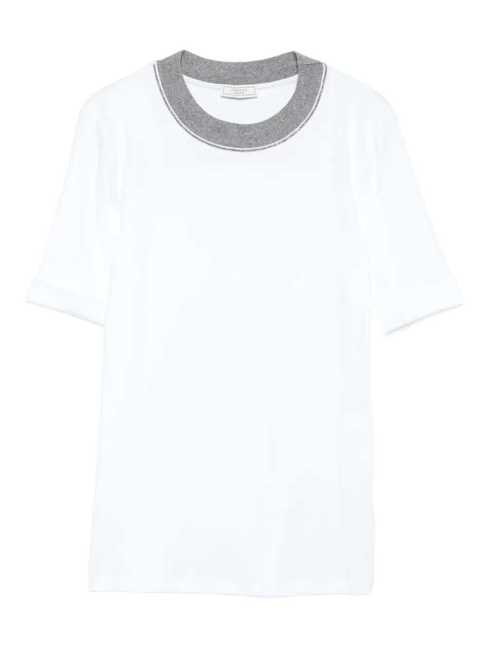 Peserico Contrast-Trim Cotton-Blend T-Shirt — White