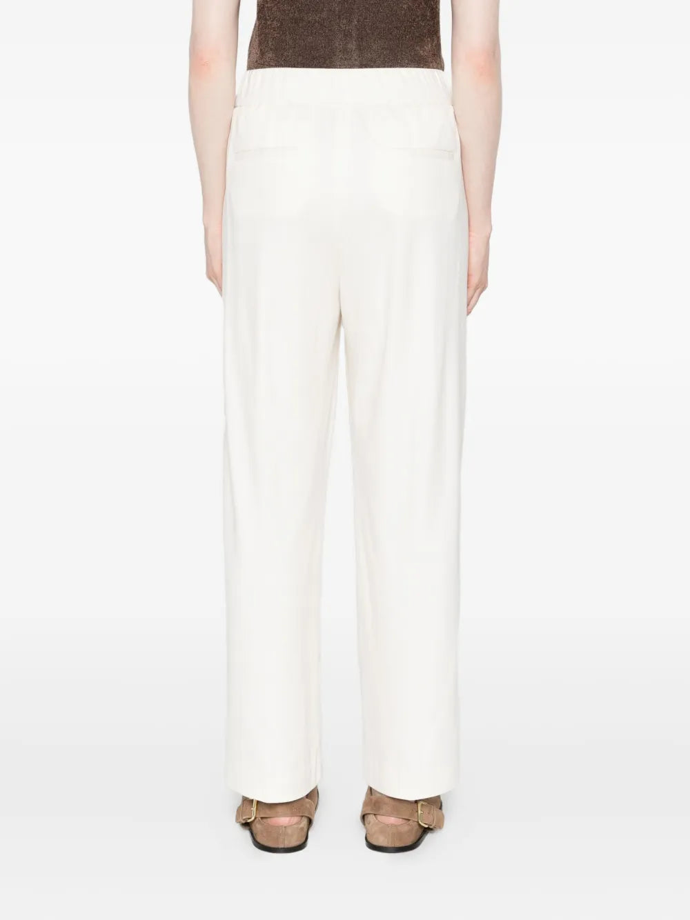 Peserico Pleated Wide-Leg Trousers — Off-White