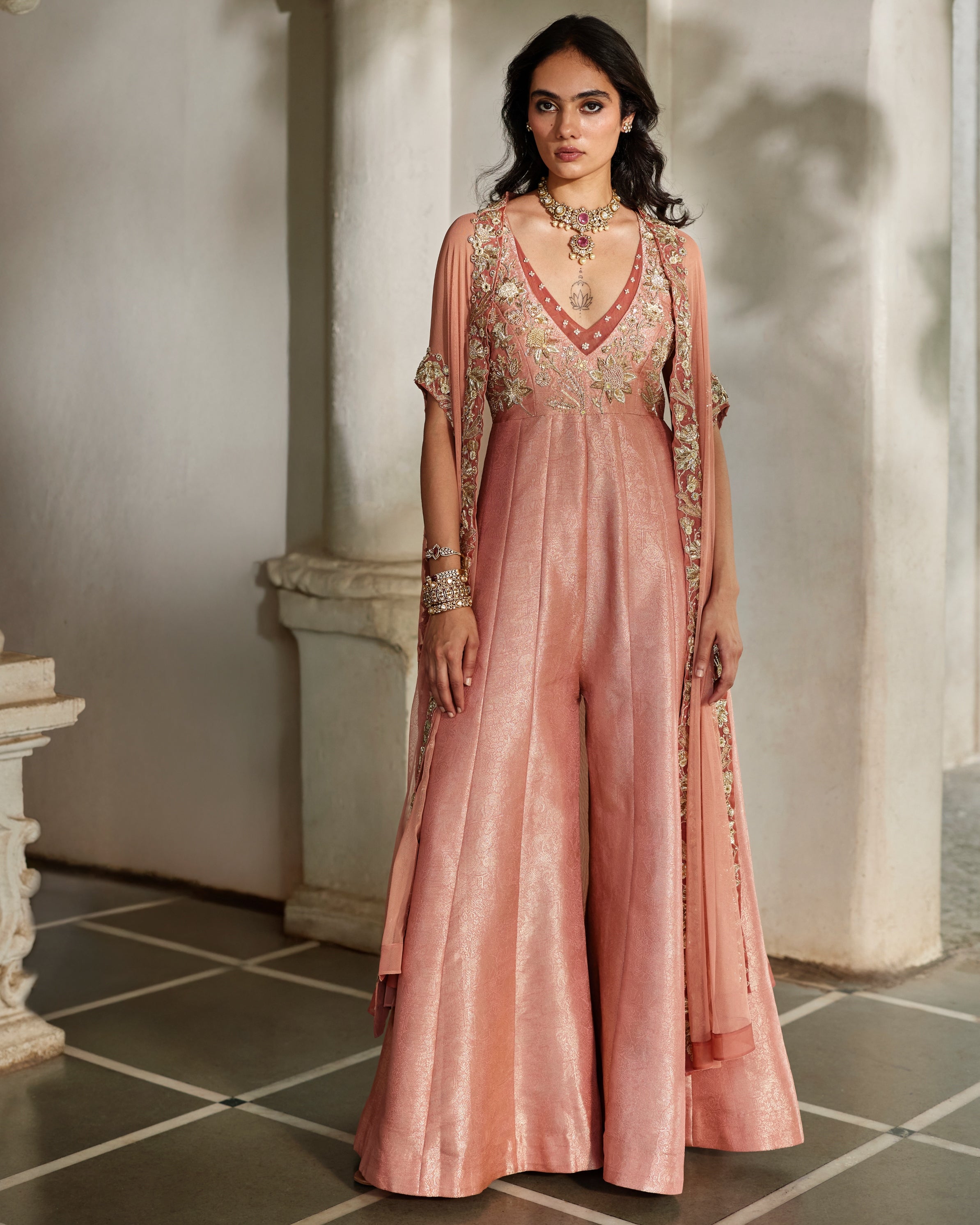 Mira Cape Jumpsuit Set By KYNAH, Luxury Indian Fashion & Bridal Wear