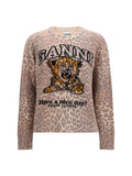 Ganni Tiger-Print Sweater — Beige