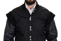 Men's Black Nylon Crystals Coat Buttons Jacket Clothing