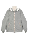 Brunello Cucinelli Hooded Cashmere and Leather Jacket — grey
