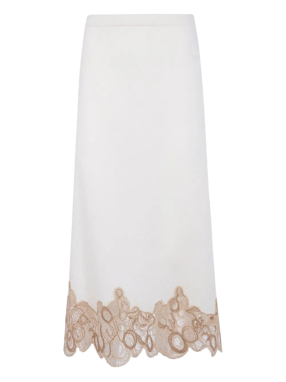 Fabiana Filippi Lace-Trimmed Wool Skirt — White
