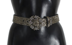 Women's Crystal Buckle Sequined Waist Belt Gray