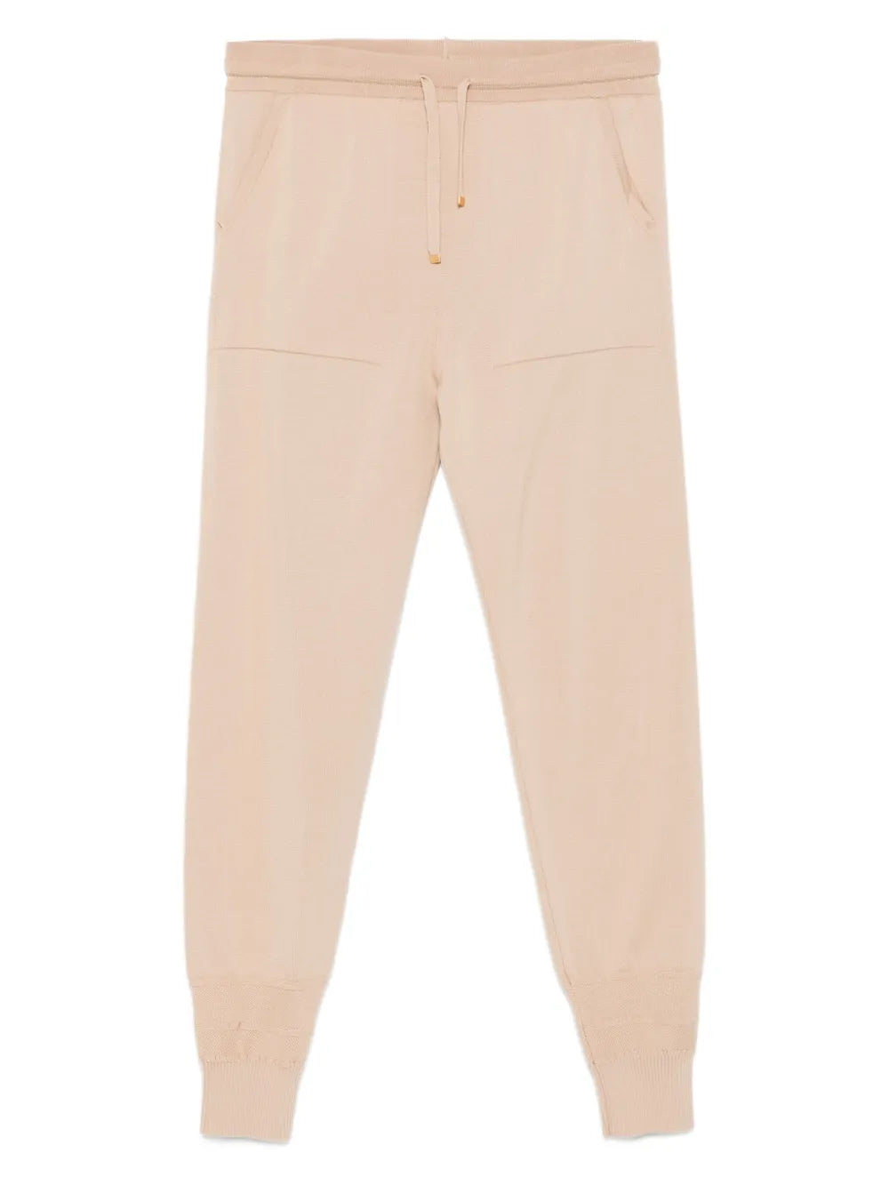 Eleventy Wool-Blend Drawstring Cuffed Joggers — Beige