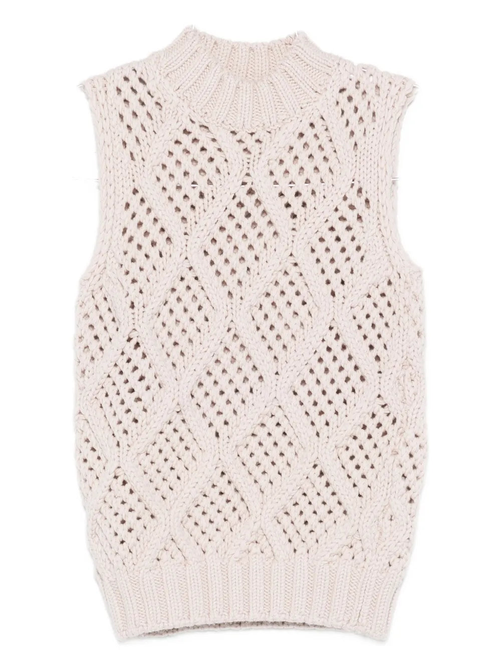 Eleventy Cable-Knit Tank Top — Cream