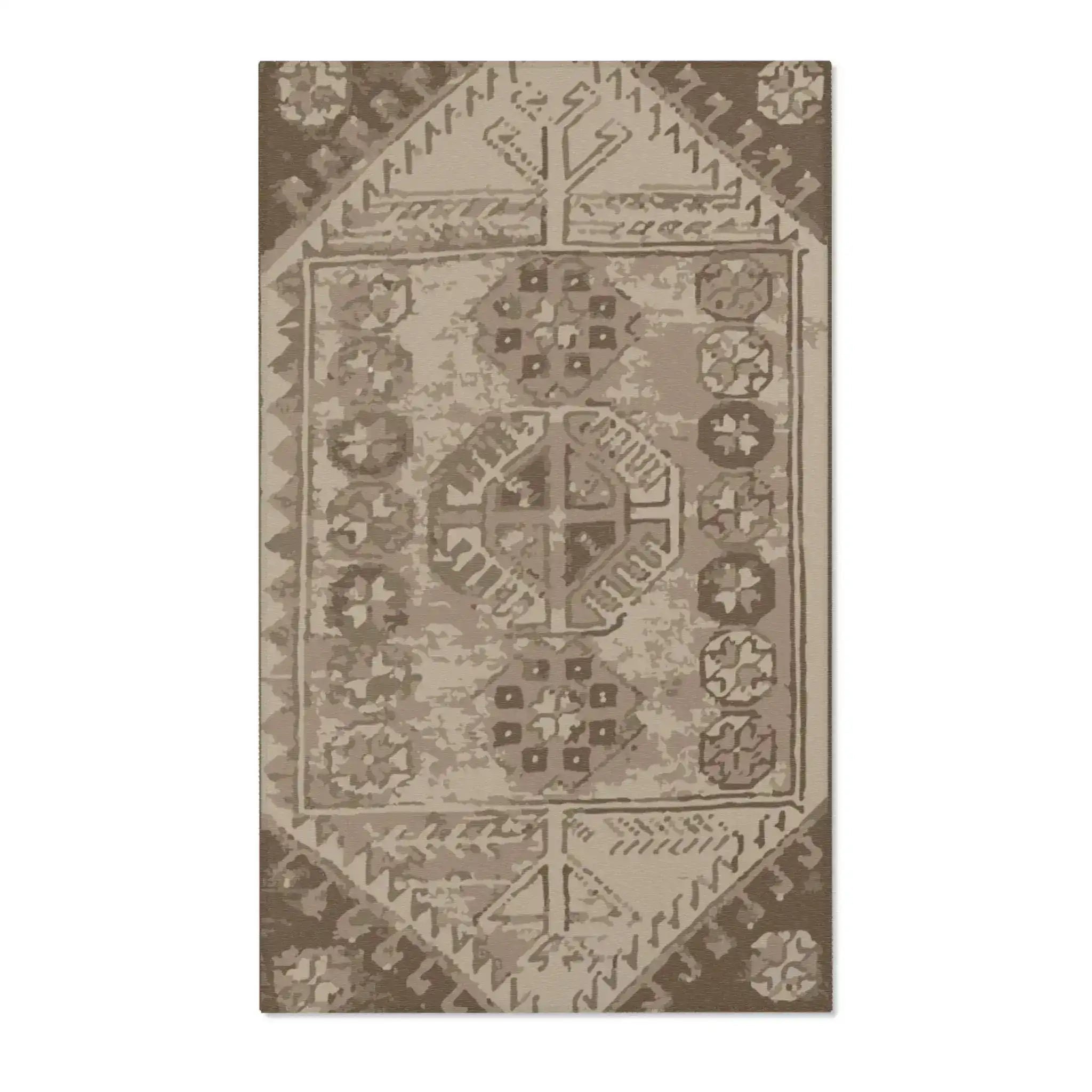 Rustic Brown & Beige Tribal Accent Rug