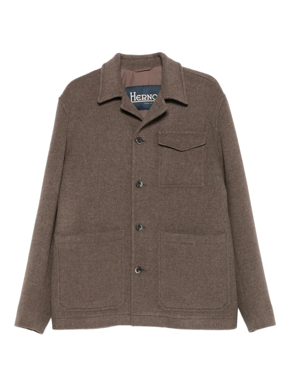 Herno Wool-Blend Patch-Pocket Jacket — Brown