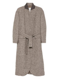 Brunello Cucinelli Belted Tweed Coat — Beige