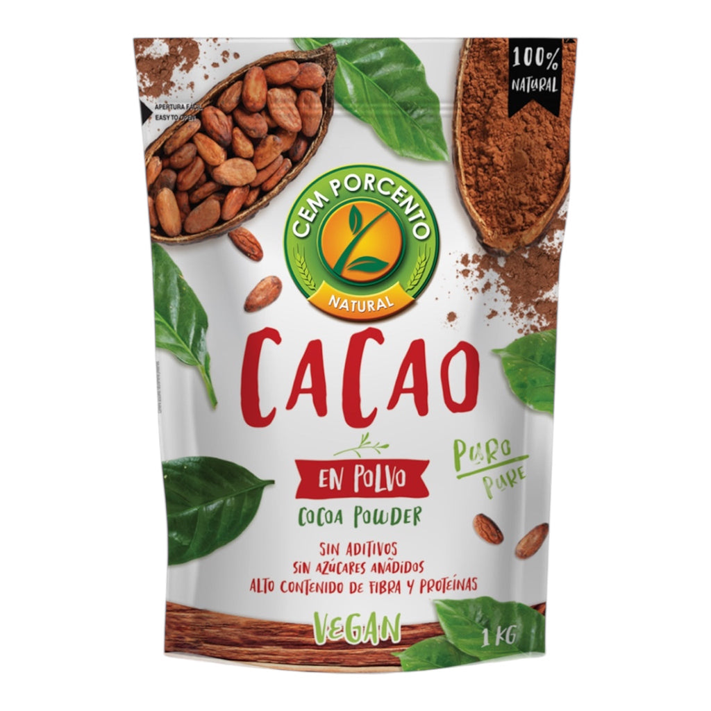 Cacao en Polvo 100% Natural - 1Kg - Cem Porcento