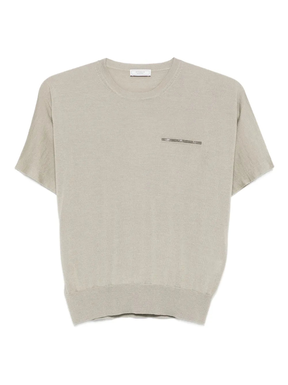 Peserico Metallic-Embellished Cashmere-Silk T-shirt — light green