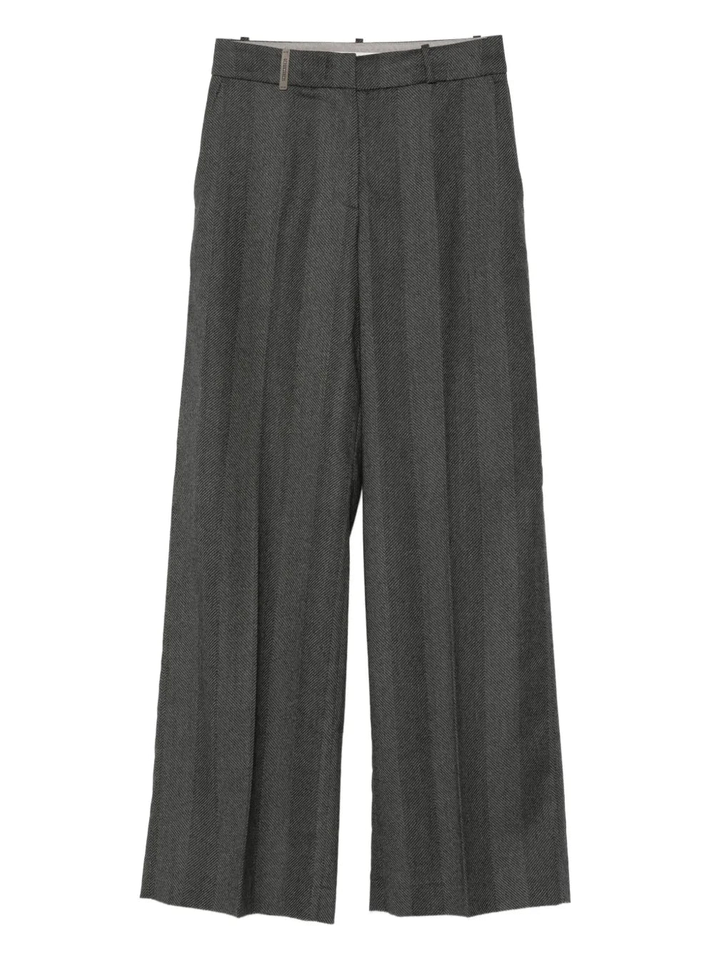 Peserico Herringbone Virgin Wool Trousers — Grey