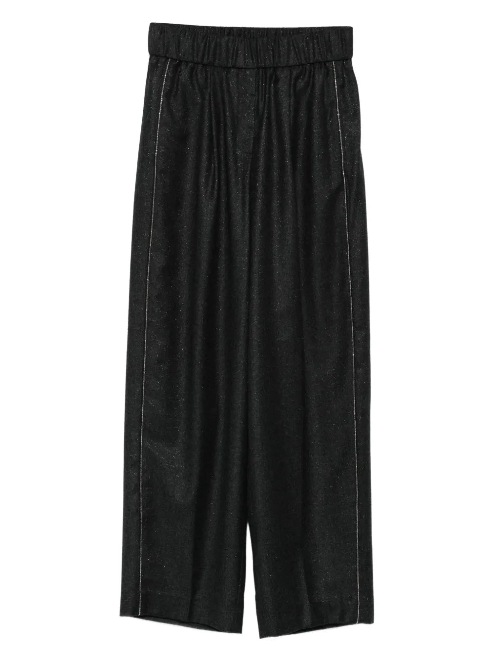 Peserico Side-Stripe Virgin Wool Trousers — Black
