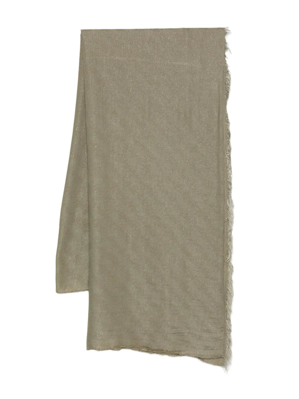 Peserico Fringed Metallic Scarf — Green