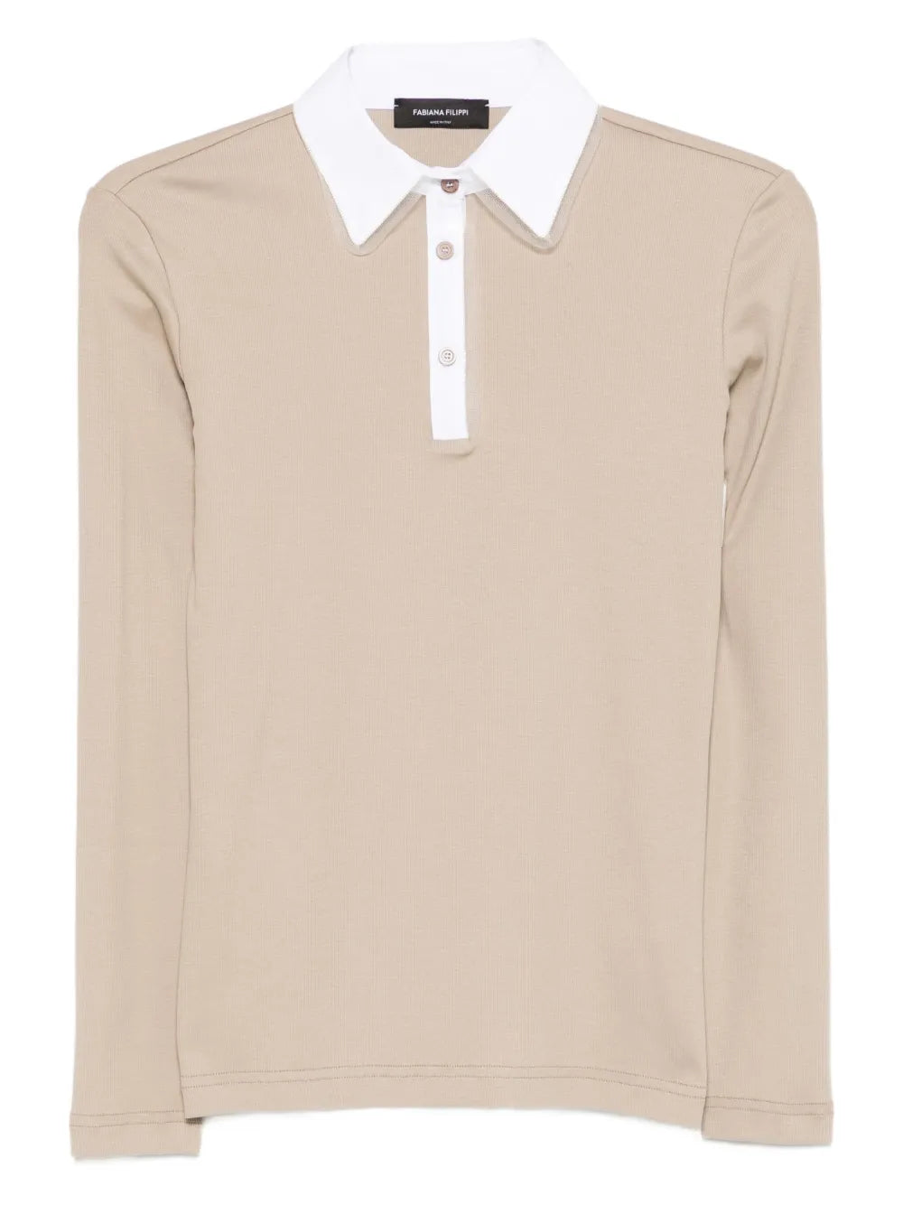 Fabiana Filippi Contrast Collar Polo Shirt — Beige
