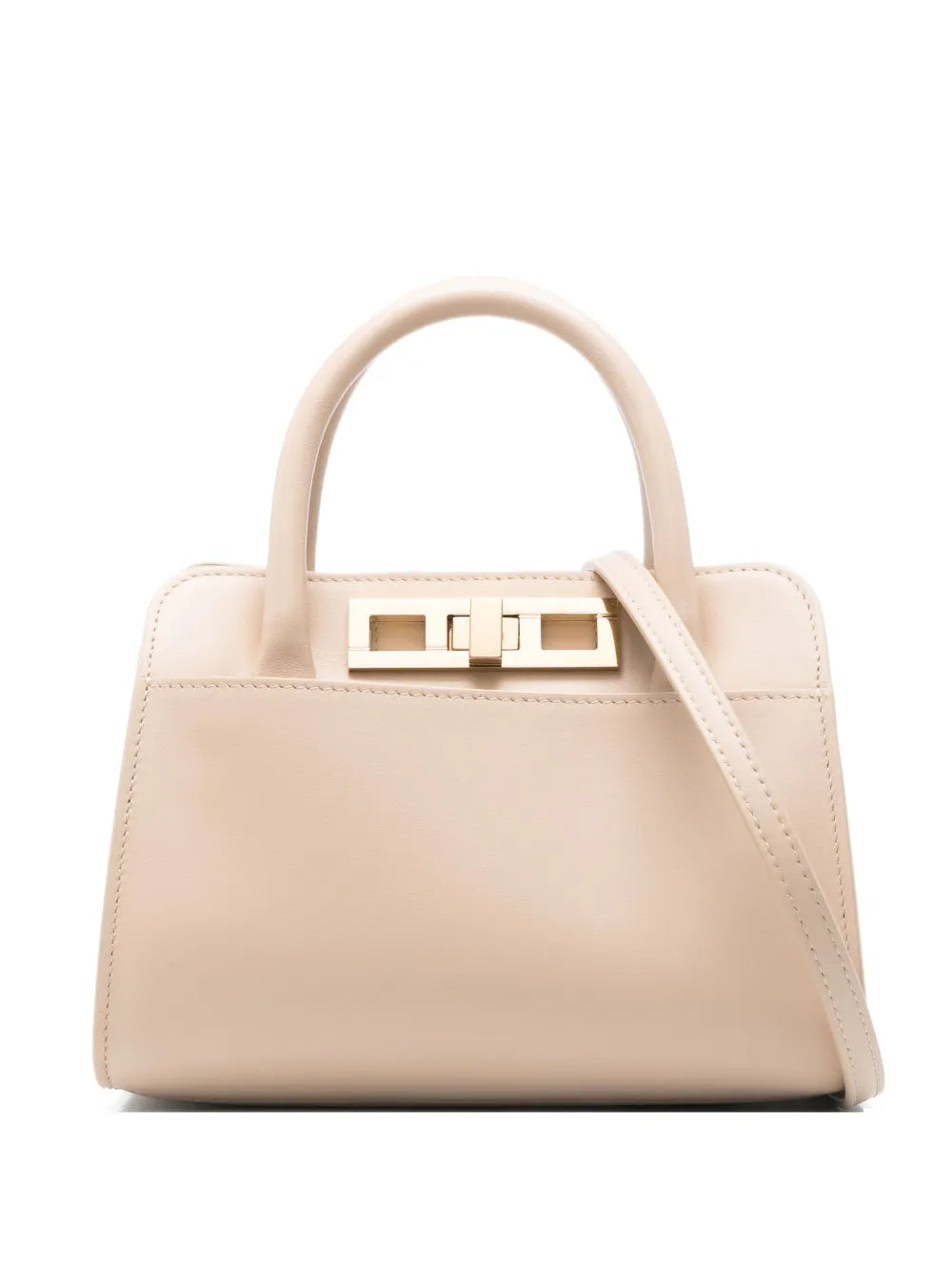 Fabiana Filippi Top-Handle Clasp Shoulder Bag — Beige