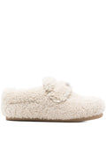 Fabiana Filippi Shearling Button Loafers — Beige