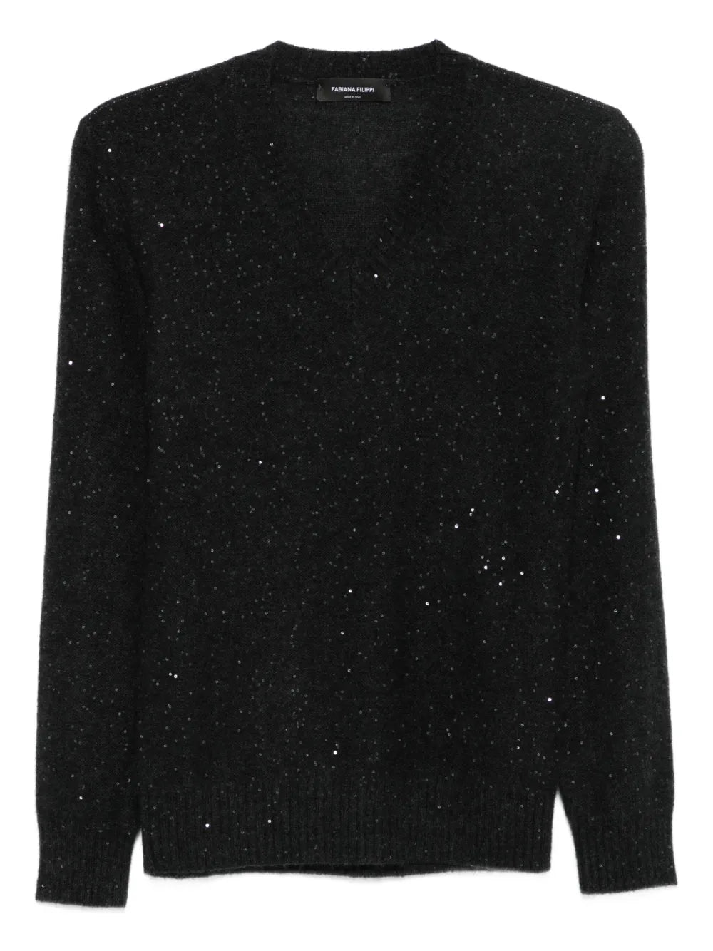Fabiana Filippi Sequin-Embellished Virgin Wool Blend Sweater — Black