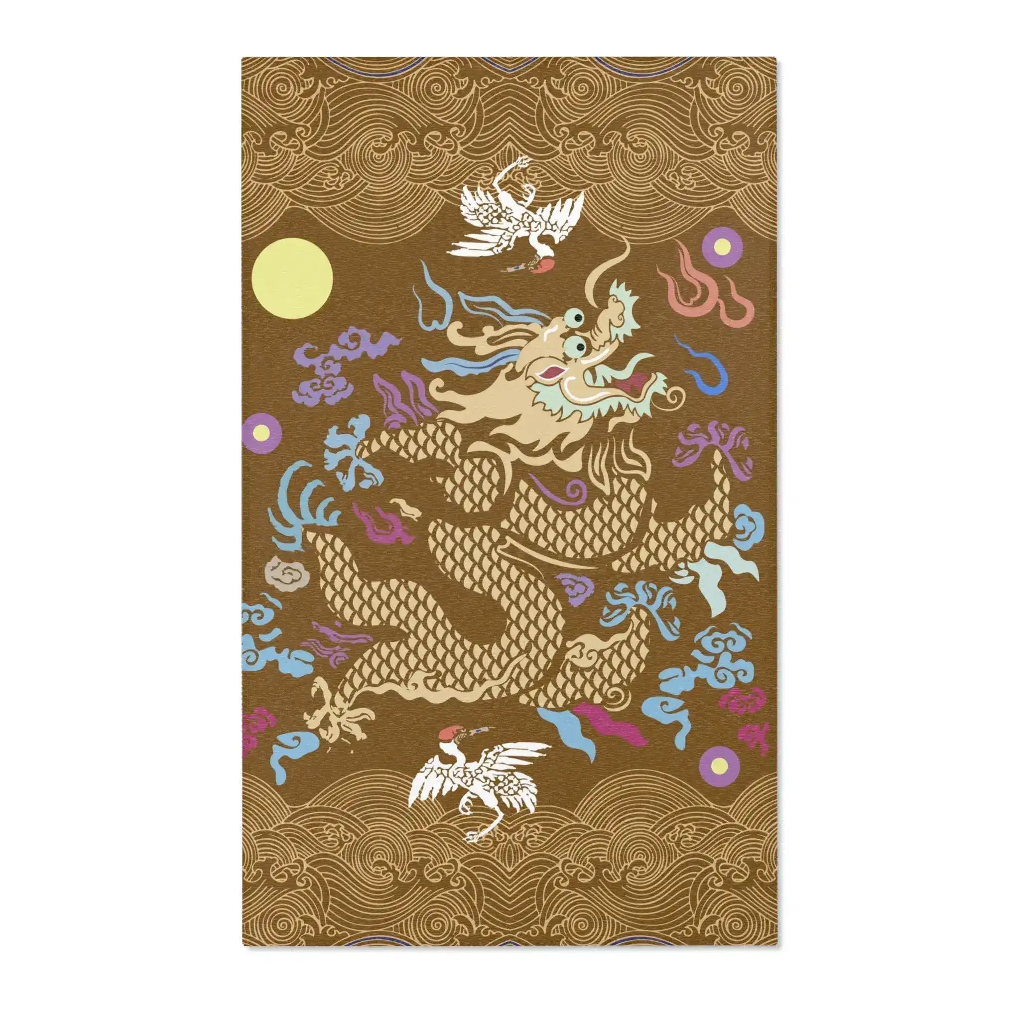 Golden Celestial Dragon Accent Rug