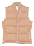 Eleventy Quilted Wool Vest — Beige
