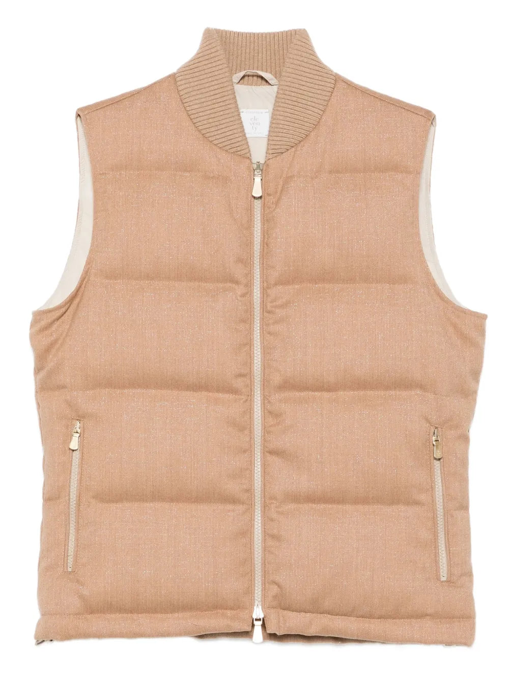 Eleventy Quilted Wool Vest — Beige