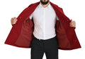 Men's Red Wool Double Breasted Coat Jacket Virgin Clothing