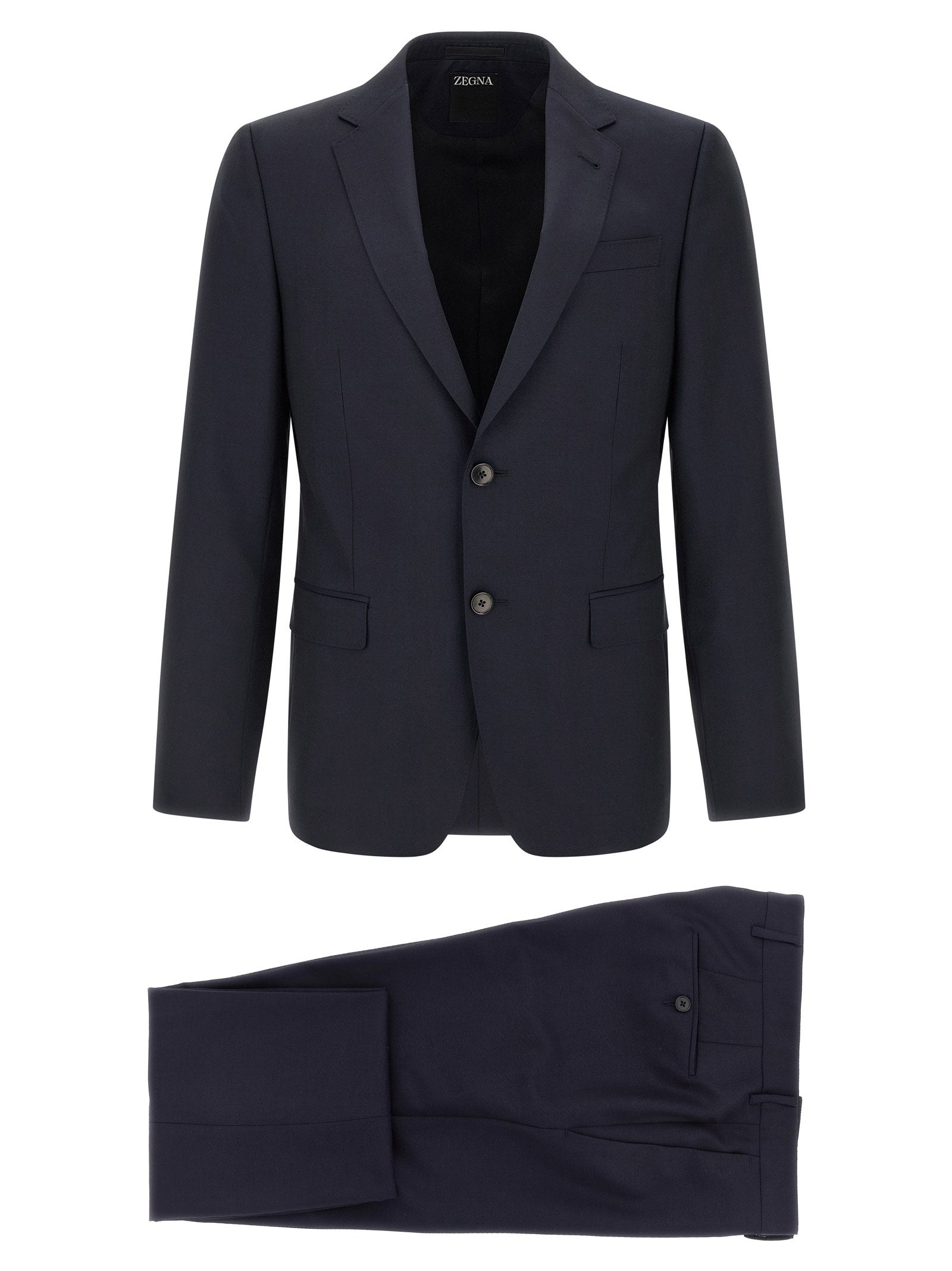 Zegna Wool and Mohair Blend Pant Suit — Navy