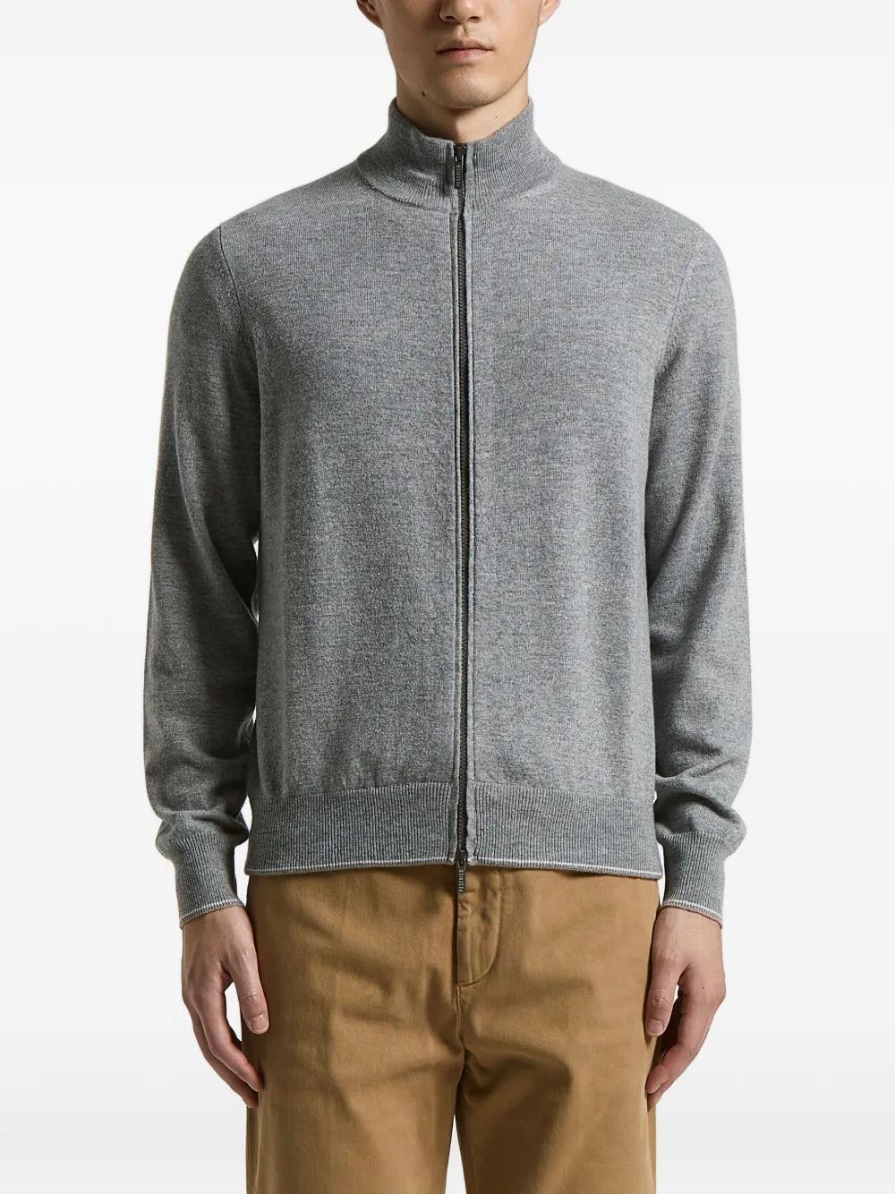 Peserico Wool-Cashmere Zip-Fastening Cardigan — Grey
