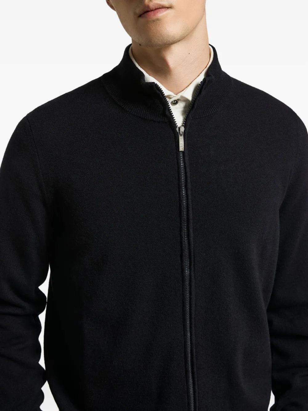Peserico Wool-Cashmere Zip-Up Cardigan — navy