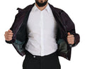 Men's Purple Nylon Collared Biker Coat Jacket Clothing