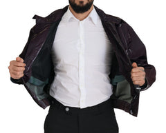Men's Purple Nylon Collared Biker Coat Jacket Clothing