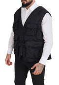 Men's Black Nylon Full Zip Sleeveless Jacket Clothing