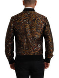 Men's Brown Feather Full Zip Blouson Jacket Polyester Clothing