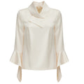 Asymmetric Collar Satin Blouse - Ivory