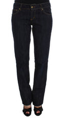 Women's Blue Cotton Straight Fit Stretch Jeans Clothing