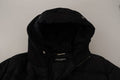 Men's Nylon Hooded Parka Black Cotton Shell Down Jackets