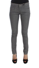 Women's Gray Cotton Blend Slim Fit Jeans Clothing