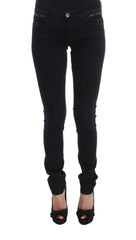 Women's Black Cotton Slim Fit Denim Jeans Clothing