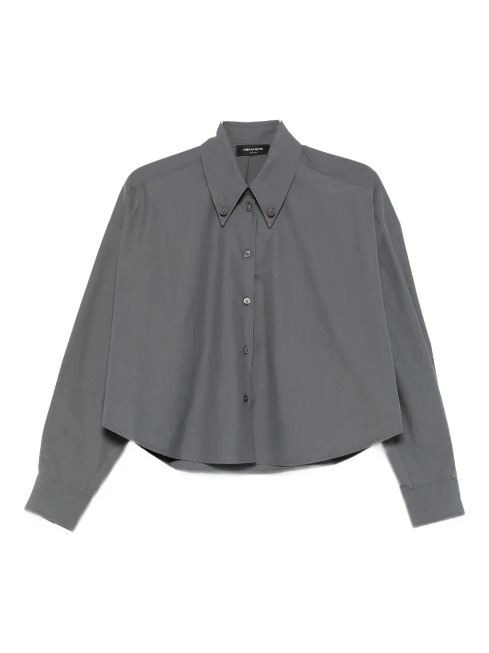 Fabiana Filippi Button-Down Cropped Shirt — Grey