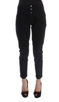 Women's Black Cotton Slim Fit Cropped Jeans Clothing