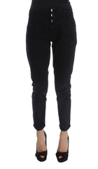 Women's Black Cotton Slim Fit Cropped Jeans Clothing