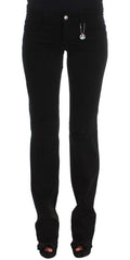 Women's Black Cotton Slim Fit Bootcut Jeans Clothing